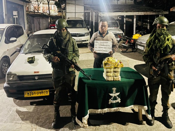 A 7.1 kg of Methamphetamine tablets and 3.1 kg of Crystal Methamphetamine seized (Photo/ Assam Rifles) 