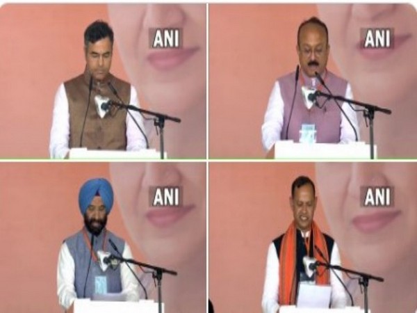Delhi BJP MLAs Parvesh Sahib Singh, Ashish Sood, Manjinder Singh Sirsa and Ravinder Indraj Singh take oath as ministers (Photo/ANI)