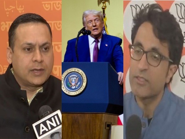BJP leader Amit Malviya, US President Donald Trump and BJP leader Pradeep Bhandari  (Image Credit: ANI, X@GOPGovs)