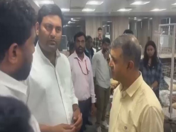 Jadcherla MLA  Anirudh Reddy with officials (Photo/ANI)