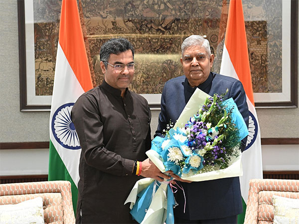 Delhi Minister Parvesh Sahib Singh with Vice-President Jagdeep Dhankhar. (Photo/@VPIndia)