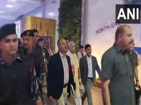 Rashtriya Swayamsevak Sangh (RSS) Chief Mohan Bhagwat at Guwahati airport (Photo/ANI)