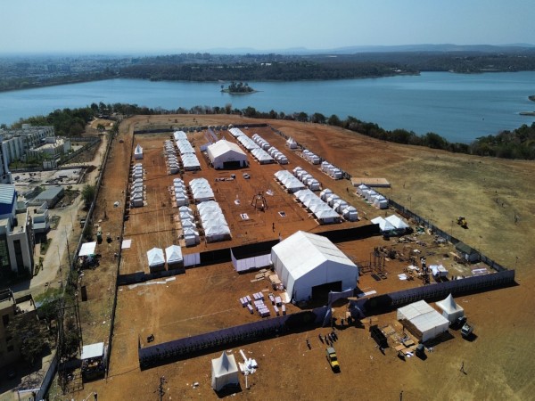 Drone visual of tent city (Photo/ANI)