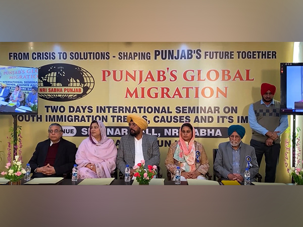 Punjab minister Kuldeep Dhaliwal meets NRIs returned from USA in Jalandhar (Photo: ANI)