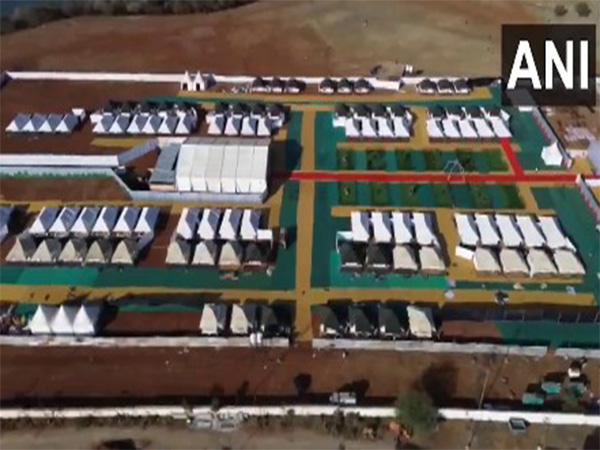 Drone visuals of newly constructed tent city for Global Investors Summit (GIS) (Photo/ANI)