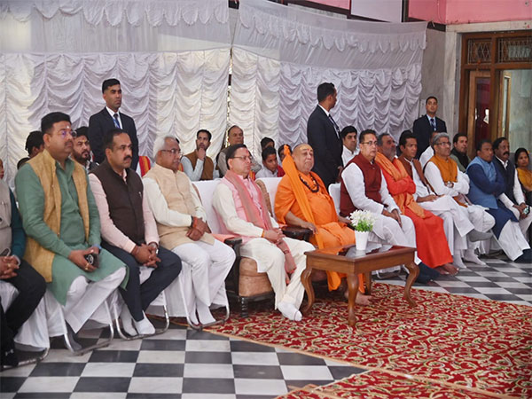 Uttarakhand CM Dhami listening to 119th edition of PM Narendra Modi's Mann Ki Baat program. (Photo/ANI)