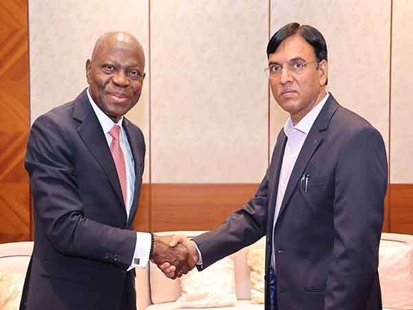 ILO Director General Gilbert F Houngbo, Union Minister of Labour and Employment Mansukh Mandaviya (Image Credit: X/@mansukhmandviya)
