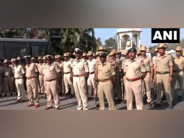 Visuals of security deployed at JSS circle in Mysuru (Photo/ANI)