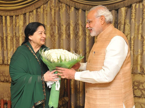 Prime Minister Narendra Modi meeting former Tamil Nadu CM Jayalalithaa (Photo/ANI)