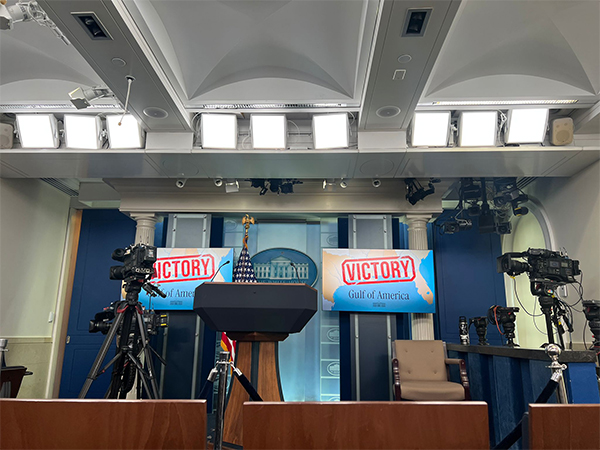 'Victory' sign at James S Brady Press Briefing Room (Image/ANI)