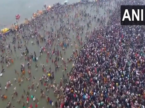 Drone visual of Prayagraj's Triveni Sangam (Photo/ANI)