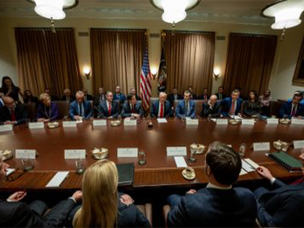 US President Donald Trump during at his first cabinet meeting (Image: X@POTUS)