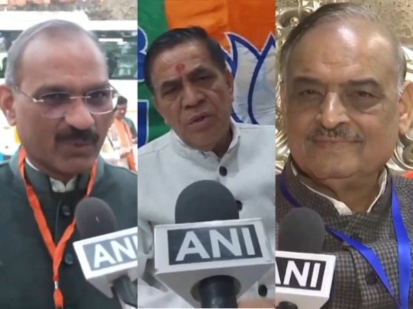 BJP MLAs Anil Sharma (L), Mohan Singh Bisht (C), Om prakash Sharma (R) (Photo/ANI)