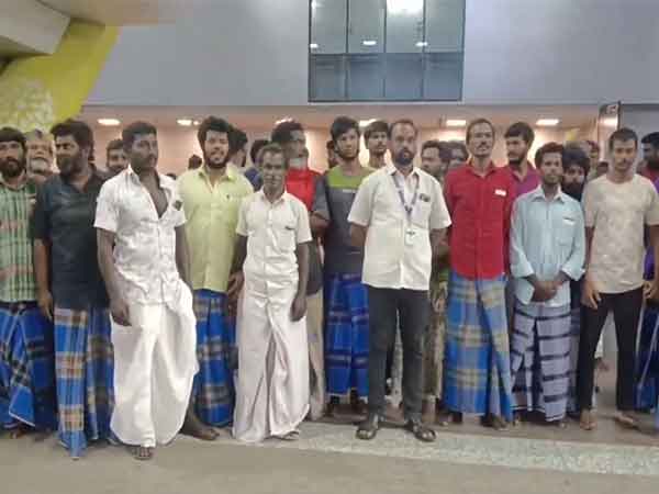 25 Indian fishermen arrested by Sri Lanka return to India (Photo/ANI)