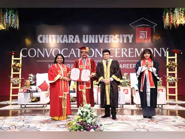 Honorary Doctorate being awarded to Thumbay Moideen, Founder President of Thumbay Group, at a special Convocation ceremony held at Chitkara University