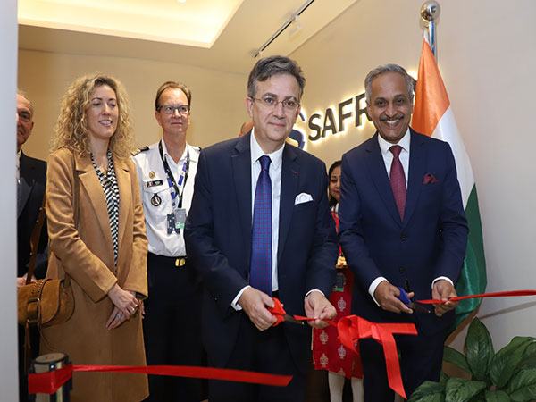 Thierry Mathou, Ambassador of France in India cutting the ribbon along with JS Gavankar, CEO Safran India at the inauguration of their office in New Delhi (Photo/ANI)