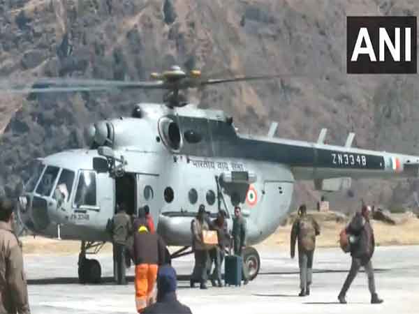 Chopper involved in rescue operation in Uttarakhand Chamoli (Photo/ANI)