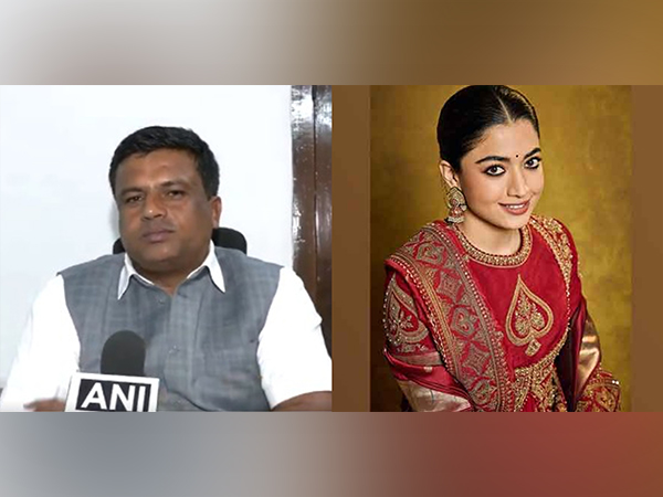 Congress MLA Ravikumar Gowda Ganiga, Rashmika Mandanna(Image source: ANI, Instagram/@rashmika_mandanna)