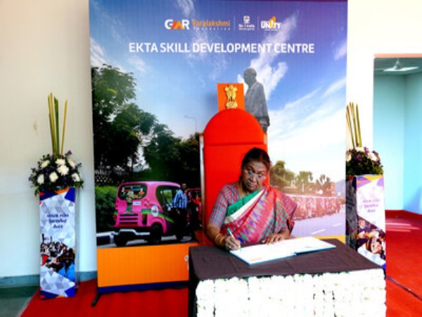 President of India Droupadi Murmu visits the GMRVF-run Ekta Skill Development Center in Ekta Nagar (Kevadia), Gujarat