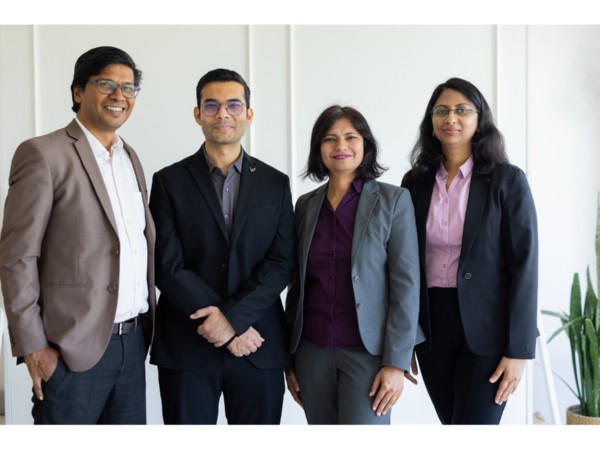 (From left - Ashish Shrivastav (COO & MD, Garageplug), Rohit Bhatnagar (CTO, Garageplug), Shubhra Shrivastava (CEO, Garageplug) and Bhavya Purana Hosadurgam (CEO and Founder Freshreview) 
