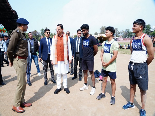 Uttarakhand CM Dhami inspects police constable recruitment in Dehradun (Photo/ANI)