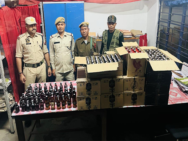 Police seizes 102 litres of IMFL and drugs. (Photo/ANI)