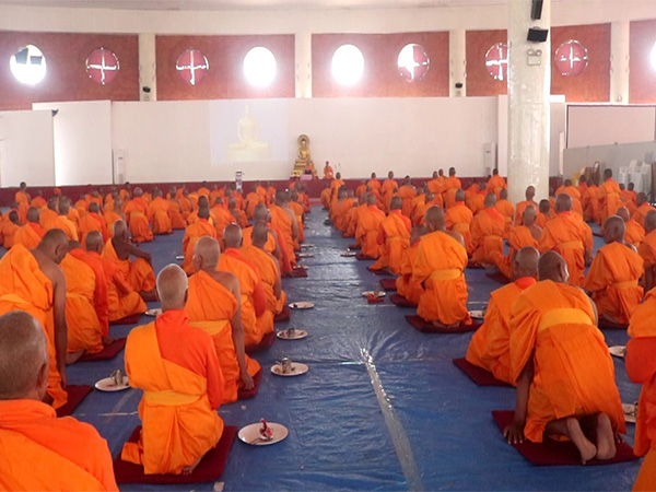 Monks at international Tripitaka chanting ceremony (Image/ANI)