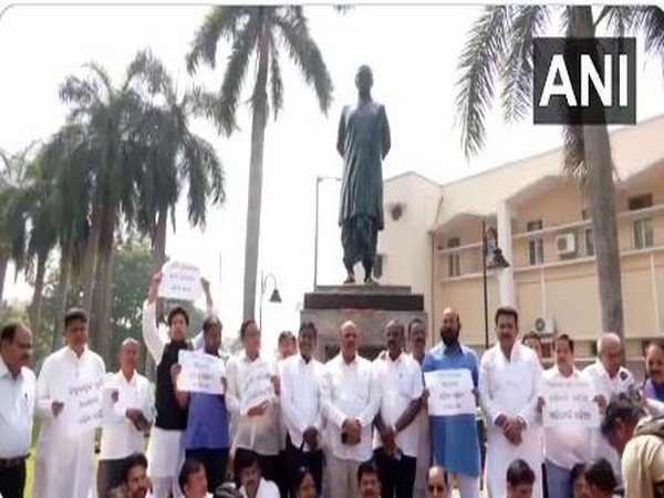 Members of the Biju Janata Dal (BJD) staged a protest outside the Odisha Assembly (Photo/Odisha Assembly)