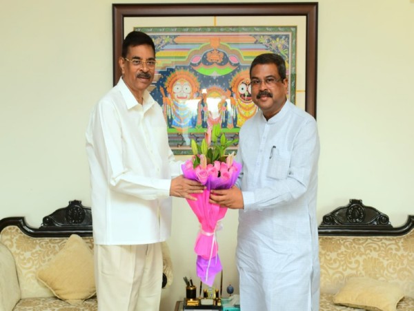 Union Education Minister Dharmendra Pradhan paid a courtesy visit to Odisha Governor Hari Babu Kambhampati. (Photo/ @DrHariBabuK)