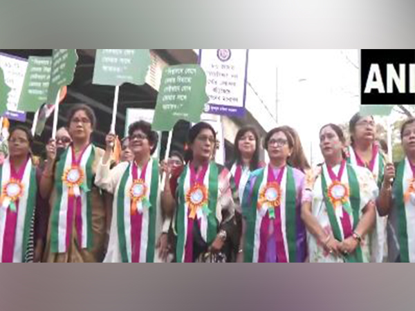 Visuals of the march by the TMC workers (Photo/ANI) 