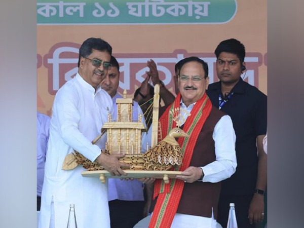 Tripura Chief Minister Manik Saha and Union Minister JP Nadda (Photo/ANI)