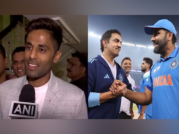 India T20I captain Suryakumar Yadav (left) and India Head coach Gautam Gambhir with captain Rohit Sharma (right) (Photo: ANI, X@BCCI)