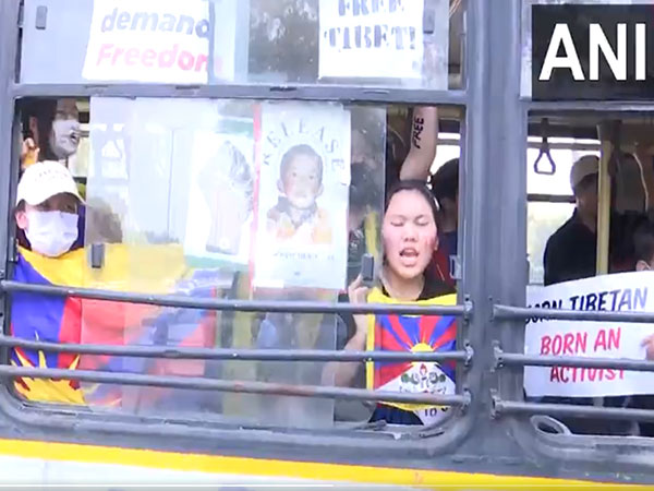 Tibetans protest outside Chinese Embassy (Image/ANI)