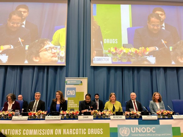 Ambassador Shambhu S Kumaran presides over the 68th UN Commission on Narcotic Drugs in Vienna. (Photo: ANI)