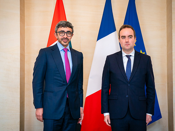 UAE's Minister of Foreign Affairs Sheikh Abdullah bin Zayed Al Nahyan, France's Minister Minister of the Armed Forces Sebastien Lecornu (Image Credit: X/@OFMUAE)