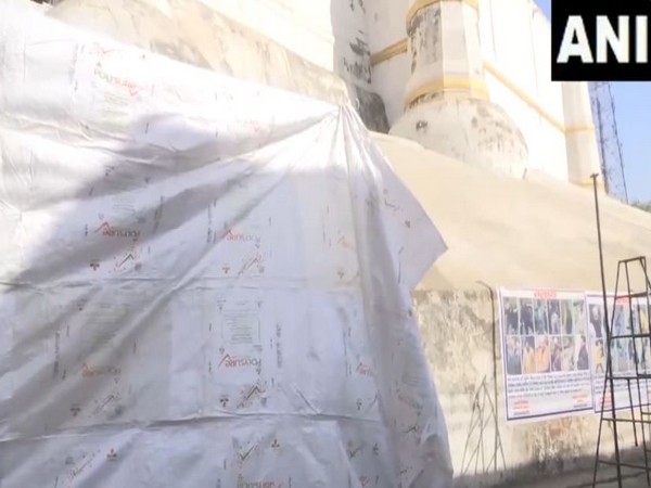 Sambhal's Jama Masjid being covered with Tarpaulin sheet ahead of Holi (Photo/ANI)