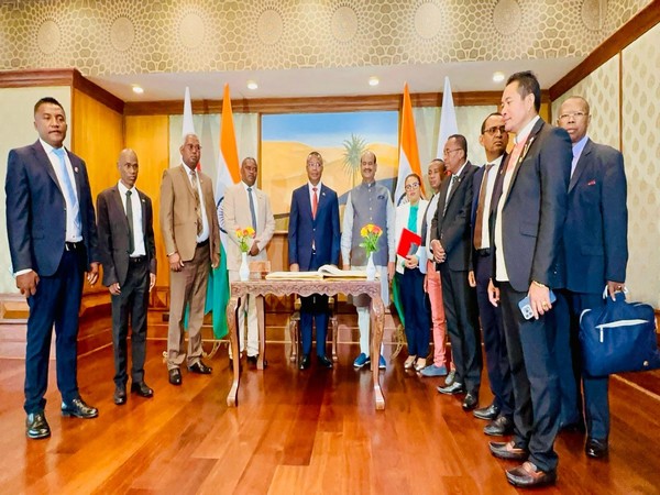 Lok Sabha Speaker Om Birla during a bilateral meeting with a Parliamentary Delegation from Madagascar led by the President of the National Assembly of Madagascar, H E Justin Tokely in Parliament House Premises today. (Photo/@ombirlakota)