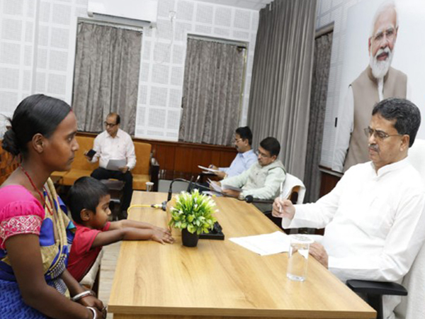 Tripura Chief Minister Manik Saha at Mukhyamantri Samipeshu programme (Photo/ANI)