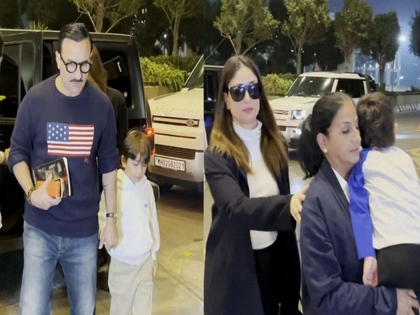 Saif Ali Khan, Taimur, Kareena Kapoor Khan, Jeh (Photo/ANI)