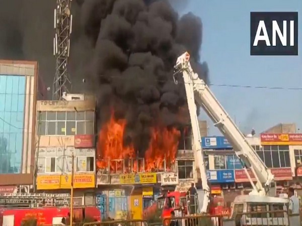 Massive fire engulfs rubber warehouse in Jaipur's Harmada area (Photo/ANI)