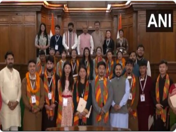 A student delegation form Ladakh during their visit to Delhi assembly on Thursday (Photo/ANI) 