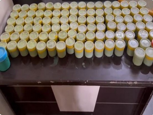 Excise officials seize a large quantity of ganja-infused sweets from a seller in Hyderabad. (Photo/ANI)