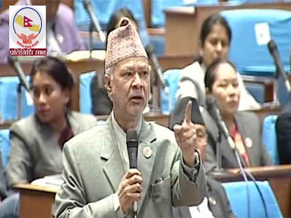 Raghuji Panta, lawmaker from the CPN-UML,  the ruling party(Photo/Screengrab from Parliament feed)
