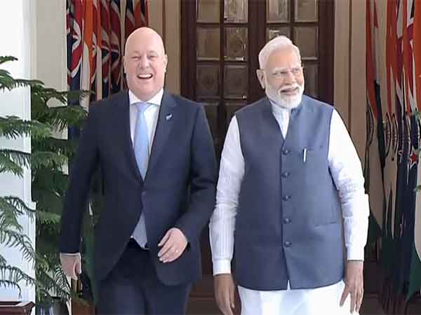 PM Narendra Modi meets New Zealand PM Christopher Luxon at Hyderabad House in New Delhi. (Photo: ANI)