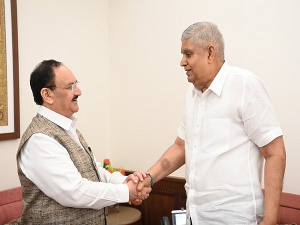 Union Minister JP Nadda meets Vice President Jagdeep Dhankhar (Photo: Vice President/X)