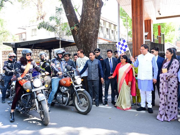 CM Dhami flags off Drugs Free Uttarakhand bike rally in Dehradun. (Photo/ANI)