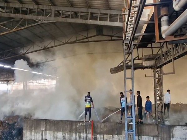 Fire breaks out in waste godown of a paper mill in Kabola village of Gujarat (Photo/ANI)