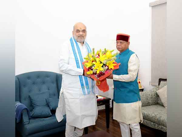 Himachal Pradesh Governor Shiv Pratap Shukla during his meeting with Amit Shah (Photo X/ @HMOIndia)