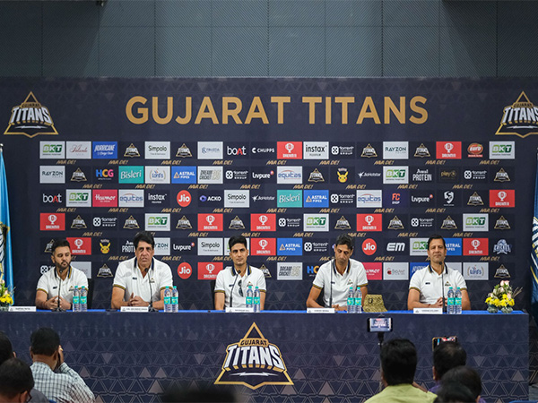 L-R- Parthiv Patel, Assistant Coach, Gujarat Titans; Col. Arvinder Singh, COO of Gujarat Titans; Shubman Gill, Captain, Gujarat Titans; Ashish Nehra, Head Coach, Gujarat Titans; Vikram Solanki, Director of Cricket, Gujarat Titans (Photo: Gujarat Giants)