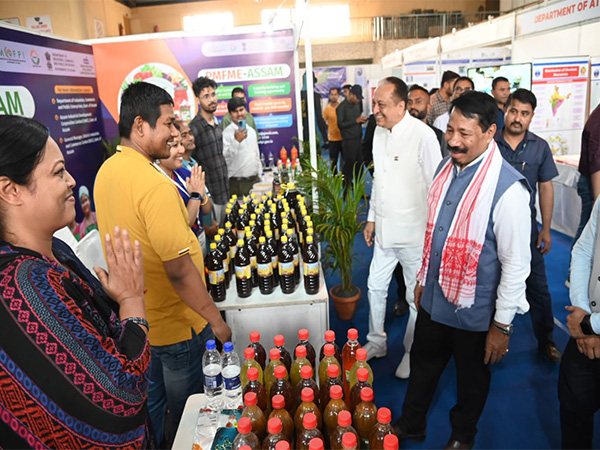 Assam Agriculture Minister Atul Bora at FPO fair in Guwahati. (Photo/ANI)
